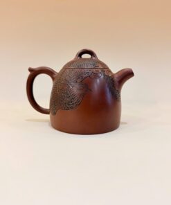 Ấm nê hưng dáng tần quyền nghệ nhân khắc chim 250ml AKC298