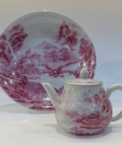 Ấm sứ cảnh đức cao cấp vẽ tay sơn thủy đẹp thủ công dáng thủy bình 190ml AS69