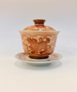 Chén khải cao cấp dáng tiềm pha trà sứ phấn thái cảnh đức vẽ tay kỳ lân 200ml AS72