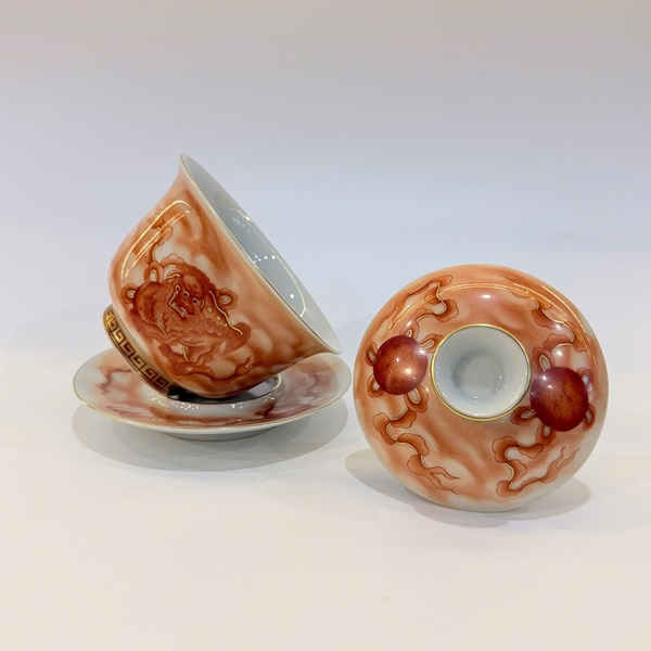 Chén khải cao cấp dáng tiềm pha trà sứ phấn thái cảnh đức vẽ tay kỳ lân 200ml AS72 - Ảnh 3