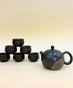 Bộ ấm trà tây thi lá đề cao cấp kèm 6 ly uống trà hộp đẹp AT17