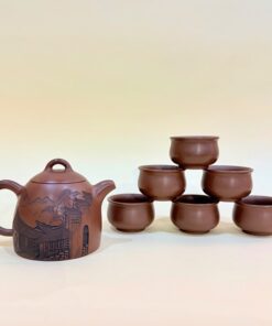 Bộ ấm trà cao cấp gốm nê hưng pha trà ngon dáng đức trung khắc phố BAT109