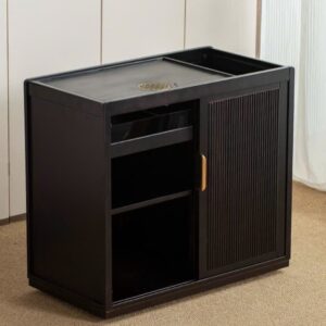 Bàn trà di động gỗ gụ mặt đá cao 70cm mặt 76x40cm.