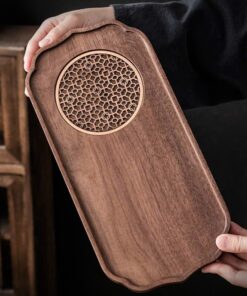 Khay trà gỗ óc chó để ấm chén cỡ nhỏ bày bàn trà đẹp 30x15cm KTG11.