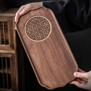 Khay trà gỗ óc chó để ấm chén cỡ nhỏ bày bàn trà đẹp 30x15cm KTG11.