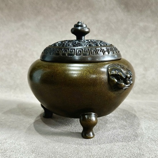 Lư xông trầm bằng đồng nguyên chất dáng đỉnh to đẹp 1,7kg 12x14cm LD60 - Ảnh 2