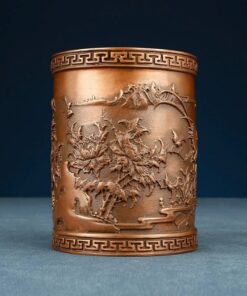 Ống đựng bút và dụng cụ trà bằng đồng nguyên chất đẹp 11.5x9cm OB04.