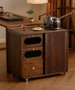 Tủ Trà Gỗ Óc Chó Di Động Kích Thước 73,5x45 Cao 67cm BT29
