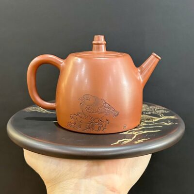Ấm nê hưng cao cấp dáng đức trung khắc chim đẹp pha trà ngon 260ml AKC310