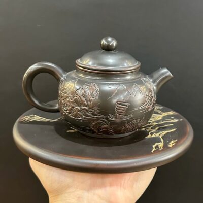Ấm nê hưng cao cấp nguyên khoáng dáng chuyết chỉ đắp nổi đẹp 250ml AKC90