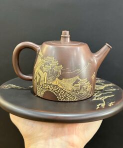Ấm pha trà cao cấp gốm nê hưng dáng đức trung khắc phố đẹp 260ml AKC295
