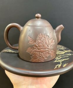Ấm pha trà cao cấp gốm nê hưng hỏa biến dáng tần quyền hoa mẫu đơn 250ml AKC297