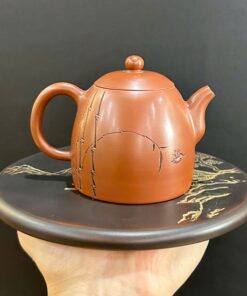 Ấm pha trà dáng tần quyền gốm nê hưng cao cấp khắc trúc đẹp 230ml AKC286