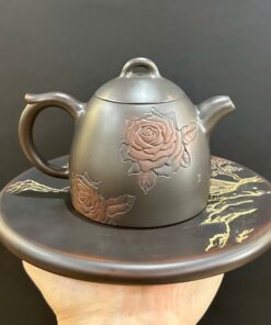Ấm pha trà cao cấp gốm nê hưng hỏa biến tần quyền khắc hoa hồng 250ml AKC297