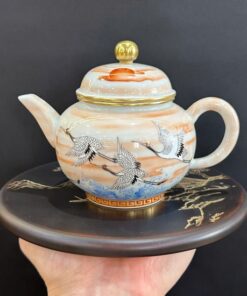 Ấm sứ cảnh đức cao cấp vẽ tay hạc thủ công đẹp pha trà ngon 280ml AS68