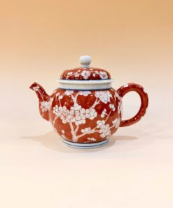 Ấm sứ cảnh đức cao cấp vẽ tay hoa đào đỏ đẹp pha trà ngon 300ml AS66