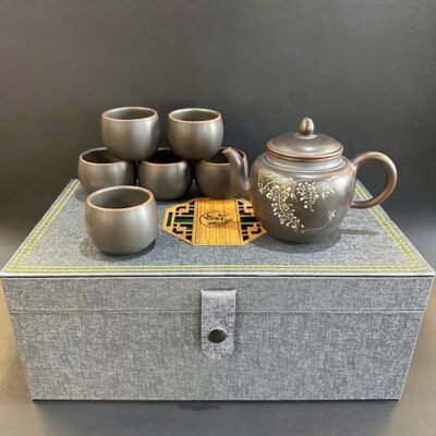 Bộ ấm pha trà thiền trà nhất vị cao cấp gốm nê hưng kèm 6 chén và hộp sang trọng