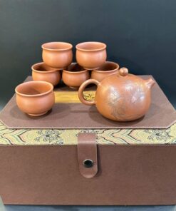 Bộ ấm trà cao cấp gốm nê hưng thủ công đẹp pha trà ngon khắc song ngư AT48