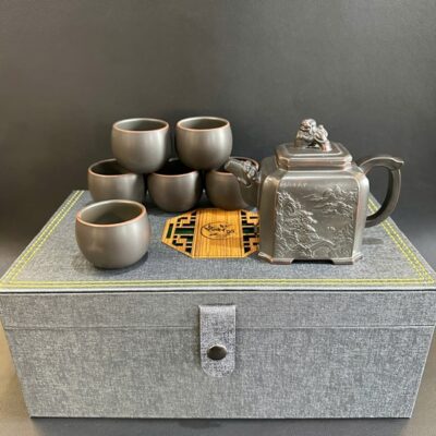 Bộ ấm trà cao cấp nghê tứ phương gốm nê hưng pha trà ngon AT39.