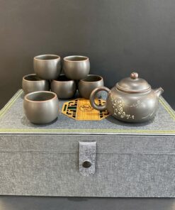 Bộ ấm trà dung thiên kèm 6 ly uống trà ngon gốm nê hưng cao cấp AT14