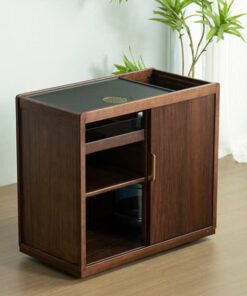 Bàn trà di động mặt đá để bếp đun nước pha trà đa năng kt. 70cm mặt 76x40cm.