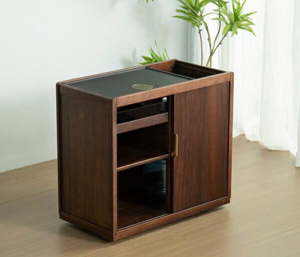 Bàn trà di động mặt đá để bếp đun nước pha trà đa năng kt. 70cm mặt 76x40cm.
