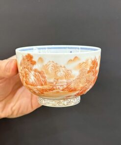 Chén chủ sứ cảnh đức phấn thái cao cấp vẽ tay sơn thủy làm ly uống trà đẹp 130ml CS96