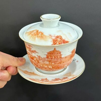 Chén khải cao cấp làm tiềm pha trà sứ phấn thái cảnh đức vẽ tay đẹp 200ml AS70