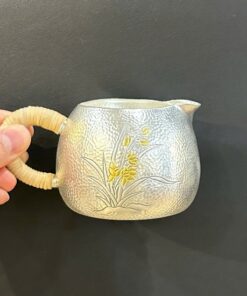 Chén tống bạc nguyên chất 999 làm chuyên trà hoa lan đẹp157g CT99