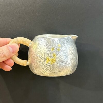 Chén tống bạc nguyên chất 999 làm chuyên trà hoa lan đẹp157g CT99