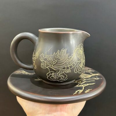 Chén tống nê hưng cao cấp khắc rồng đẹp làm chuyên rót trà giữ nhiệt tốt 300ml CT79