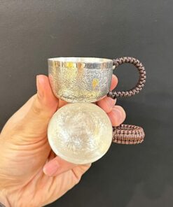 Chén trà bằng bạc nguyên chất 999 có quai cầm cao cấp nhỏ 35ml 50g CB94