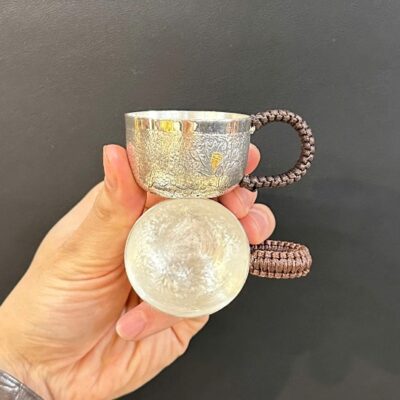 Chén trà bằng bạc nguyên chất 999 có quai cầm cao cấp nhỏ 35ml 50g CB94