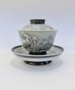 Chén khải cảnh đức men ngũ thái cao cấp vẽ tay sơn thủy mùa đông 180ml AS78