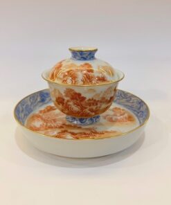 Chén khải cảnh đức sứ phấn thái đỏ phèn cao cấp vẽ tay sơn thủy đẹp 180ml AS79