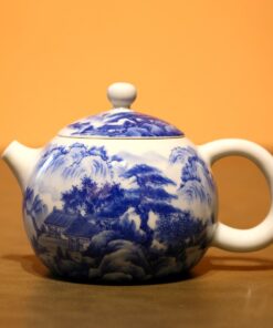 Ấm sứ cảnh đức Thanh Hoa cao cấp dáng tây thi vẽ tay sơn thủy đẹp 200ml AS43.