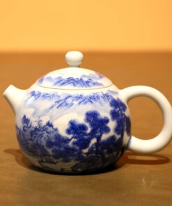 Ấm sứ cảnh đức Thanh Hoa vẽ tay sơn thủy đẹp dáng tây thi 200ml