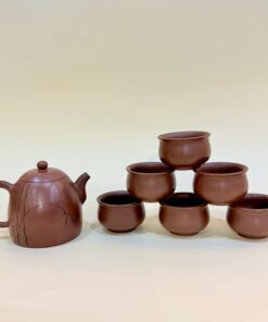 Bộ ấm chén dáng tần quyền gốm nê hưng cao cấp khắc trúc đẹp 230ml BAT286