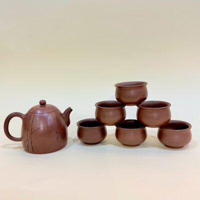 Bộ ấm chén dáng tần quyền gốm nê hưng cao cấp khắc trúc đẹp 230ml BAT286