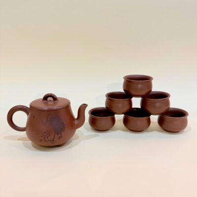 Bộ ấm chén nê hưng cao cấp dáng cung đăng khắc hạc đẹp 250ml BAT311