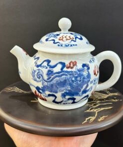 Ấm sứ cảnh đức thanh hoa vẽ tay kỳ lân đẹp pha trà ngon 260ml AS40