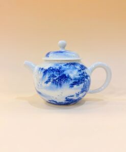 Ấm sứ cảnh đức thanh hoa cao cấp vẽ tay sơn thủy đẹp pha trà ngon 230ml AS43