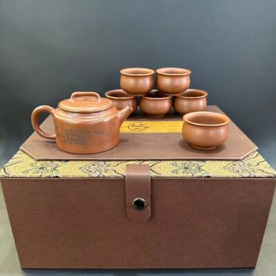 Bộ ấm chén đẹp sang trọng gốm nê hưng dáng đức trung hình rùa AT78.