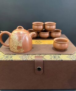 Bộ ấm trà cao cấp gốm nê hưng dáng tần quyền đấu chiến thắng phật AT89