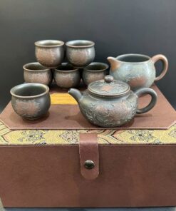 Bộ ấm trà cao cấp gốm nê hưng hỏa biến hoa sen đẹp pha trà ngon AT94