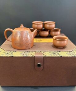 Bộ ấm trà đẹp gốm nê hưng cao cấp pha trà ngon dáng đức trung khắc sen AT84