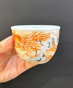 Chén sứ cảnh đức phấn thái cao cấp vẽ tay hạc làm ly trà chủ đẹp 110ml CS51