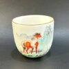 Chén sứ cảnh đức vẽ tay hình ngựa làm ly trà chủ đẹp 110ml