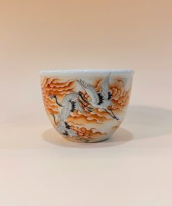 Chén sứ Cảnh Đức men Phấn Thái họa "Quần Hạc Vân Du" CS51