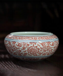 Thuyền trà sứ cảnh đức vẽ tay hoa đẹp men ngũ thái cao cấp 11.5x7.3cm TT33